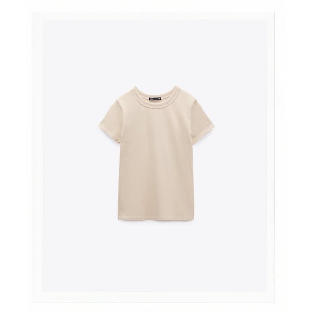 NWT Zara MINIMAL T-SHIRT SAND